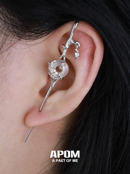 Laurel 18K Platinum Plating Natural Chalcedony Stone Needle Earring