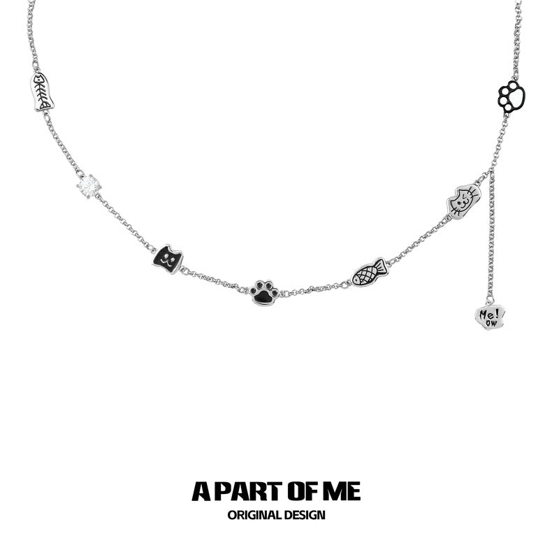 Ghost Kitten 18K Platinum Plating Cat Choker & Necklace