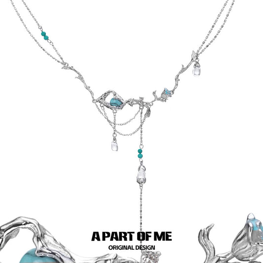 Bitter Heart 18K Platinum Plating Turquoise Glass Bead Necklace