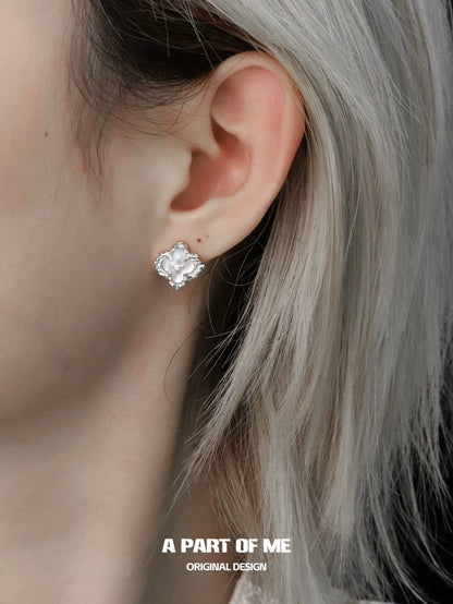 Four-Leaf Clover S925 Sterling Silver Mother of Pearl Stud Earrings