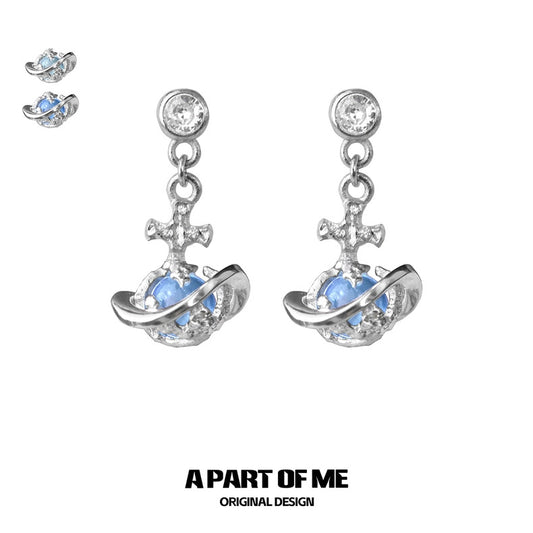 Mercury Collection 18K Platinum Plating Crystal Glass Dangle Stud Earrings