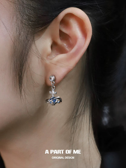Mercury Collection 18K Platinum Plating Crystal Glass Dangle Stud Earrings