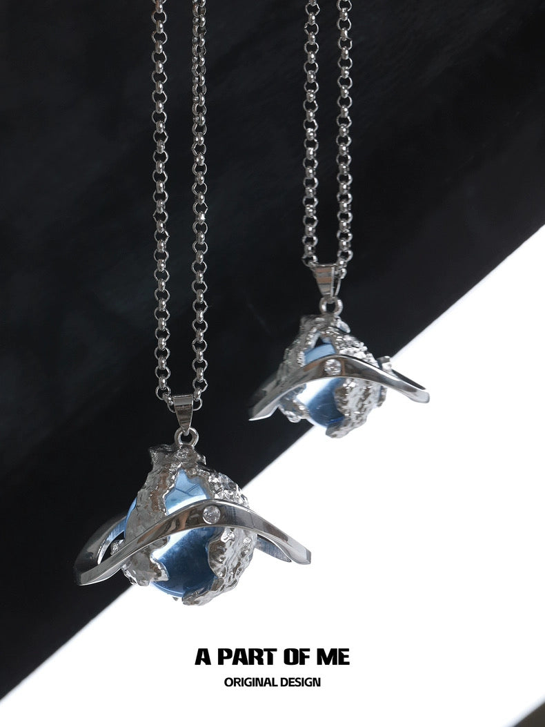 Mercury Collection 18K Platinum Plating Crystal Glass Pendant Necklace