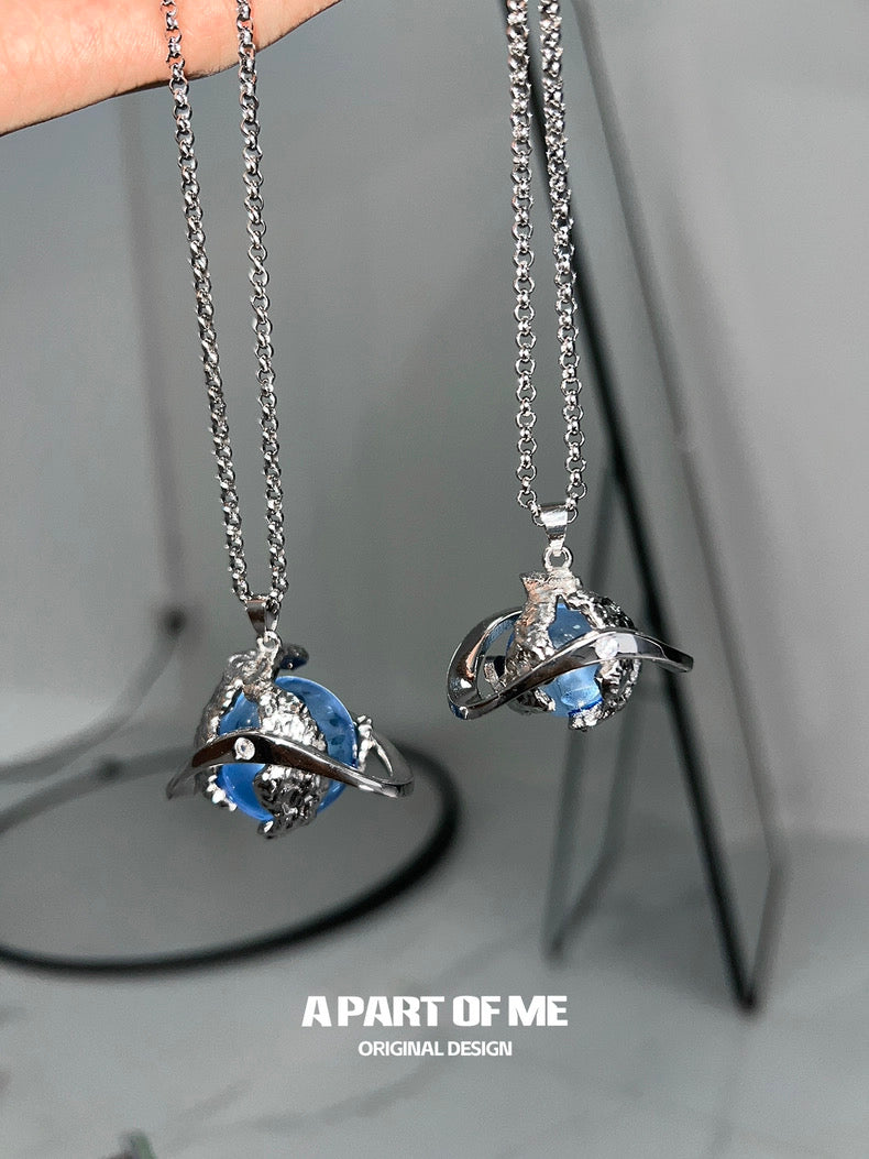Mercury Collection 18K Platinum Plating Crystal Glass Pendant Necklace