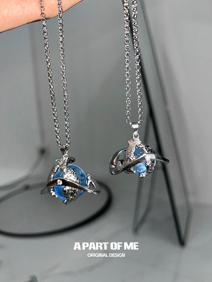 Mercury Collection 18K Platinum Plating Crystal Glass Pendant Necklace
