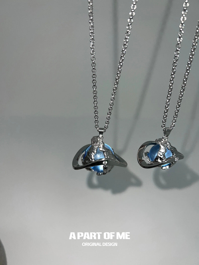 Mercury Collection 18K Platinum Plating Crystal Glass Pendant Necklace
