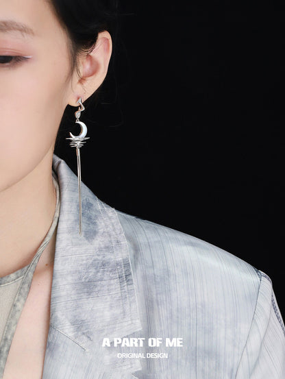 The Moon on Water 18K Platinum Plating Natural Shell Tassel Earrings