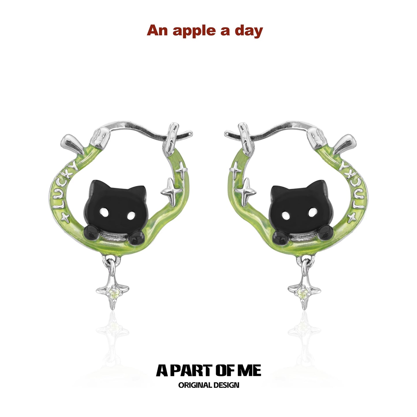 Apple Cat 18K Platinum Plating Apple Shaped Hoop Earrings