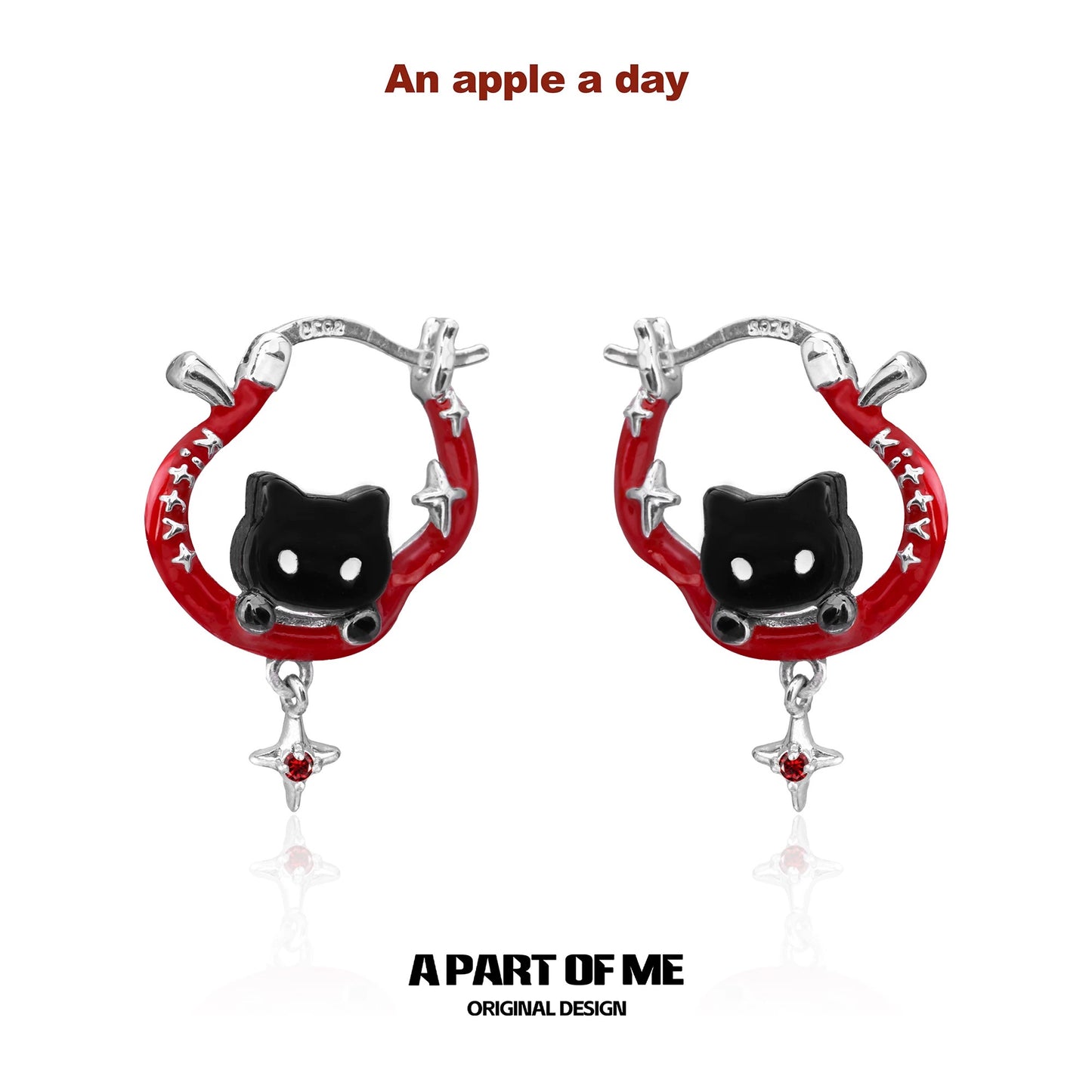 Apple Cat 18K Platinum Plating Apple Shaped Hoop Earrings