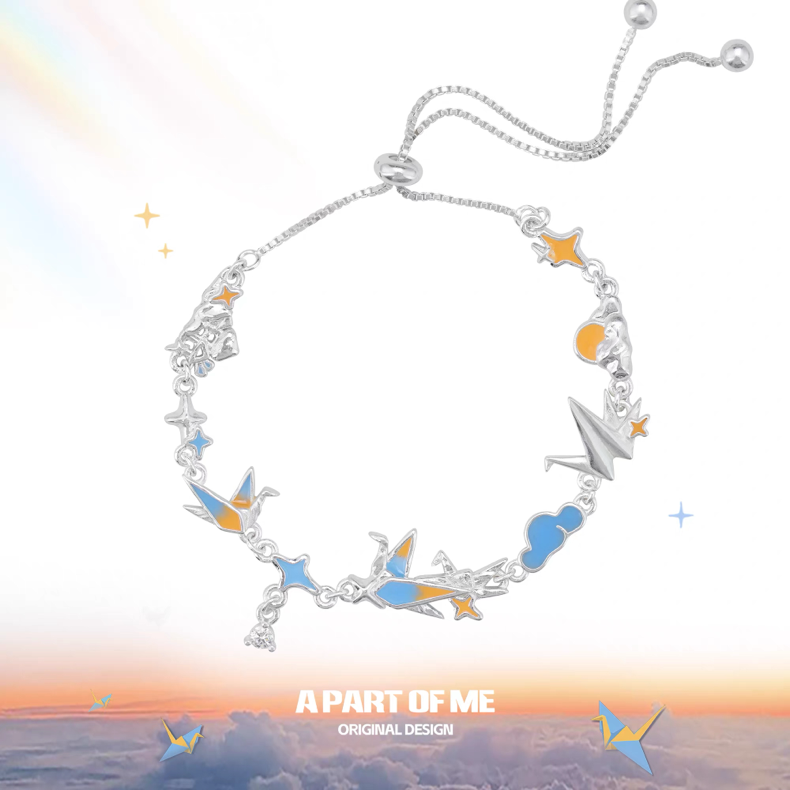 Paper Crane 18K Platinum Plating Flying to You Slider Bracelet