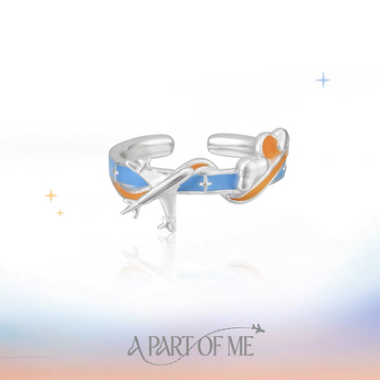 Airplane S925 Sterling Silver Flying to You Couple Ring