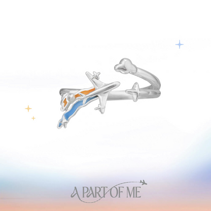 Airplane S925 Sterling Silver Flying to You Couple Ring