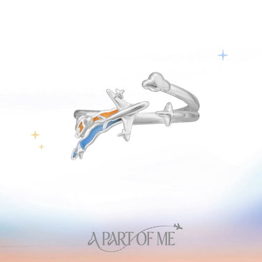 Airplane S925 Sterling Silver Flying to You Couple Ring
