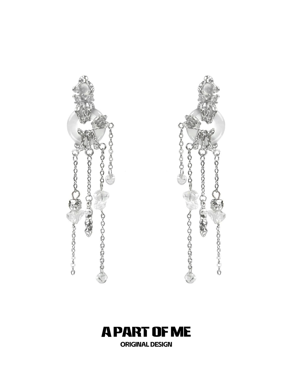 Wind Chime 18K Platinum Plating Natural Chalcedony Crystal Glass Chandelier Earrings