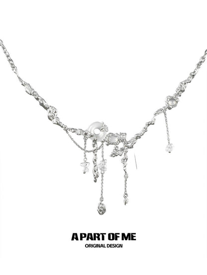 Wind Chime 18K Platinum Plating Natural Chalcedony Stone Necklace