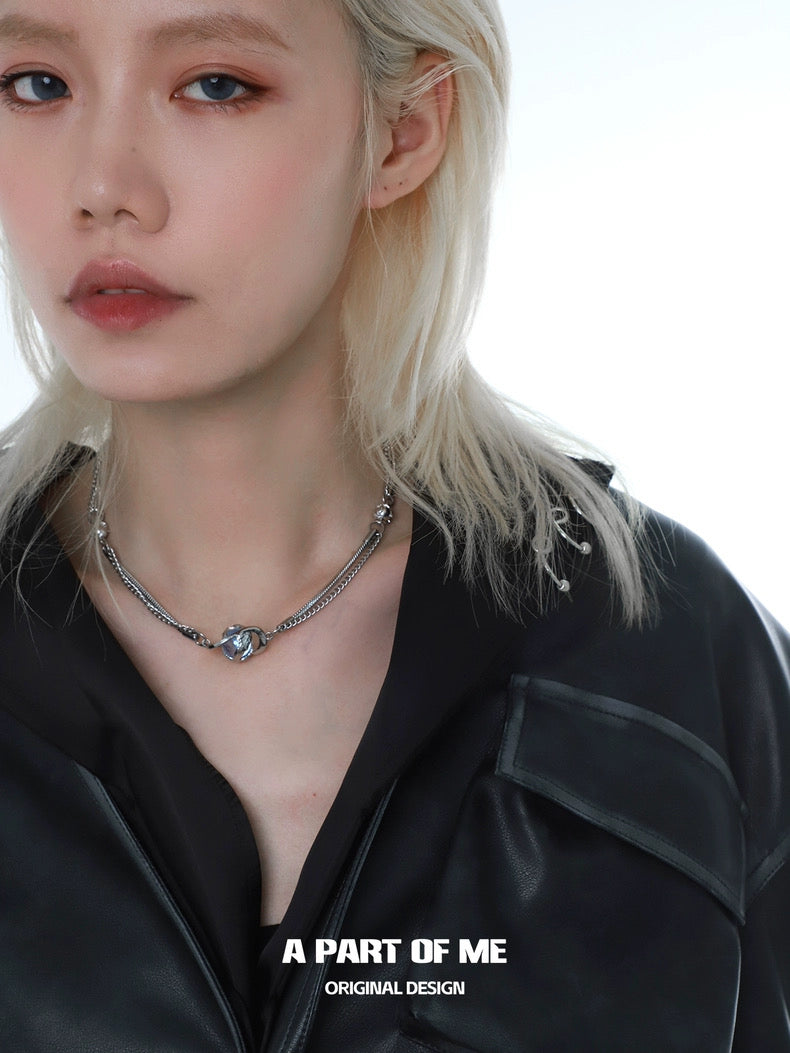 머큐리 컬렉션 18K 플래티넘 도금 크리스탈 유리 초커