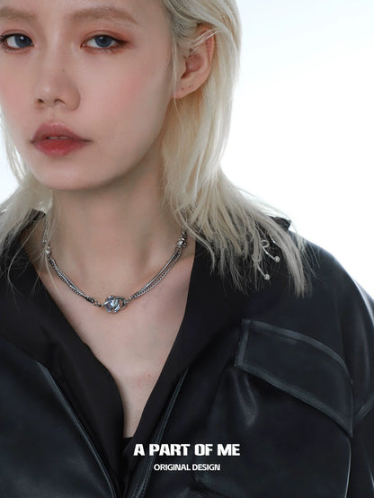 머큐리 컬렉션 18K 플래티넘 도금 크리스탈 유리 초커