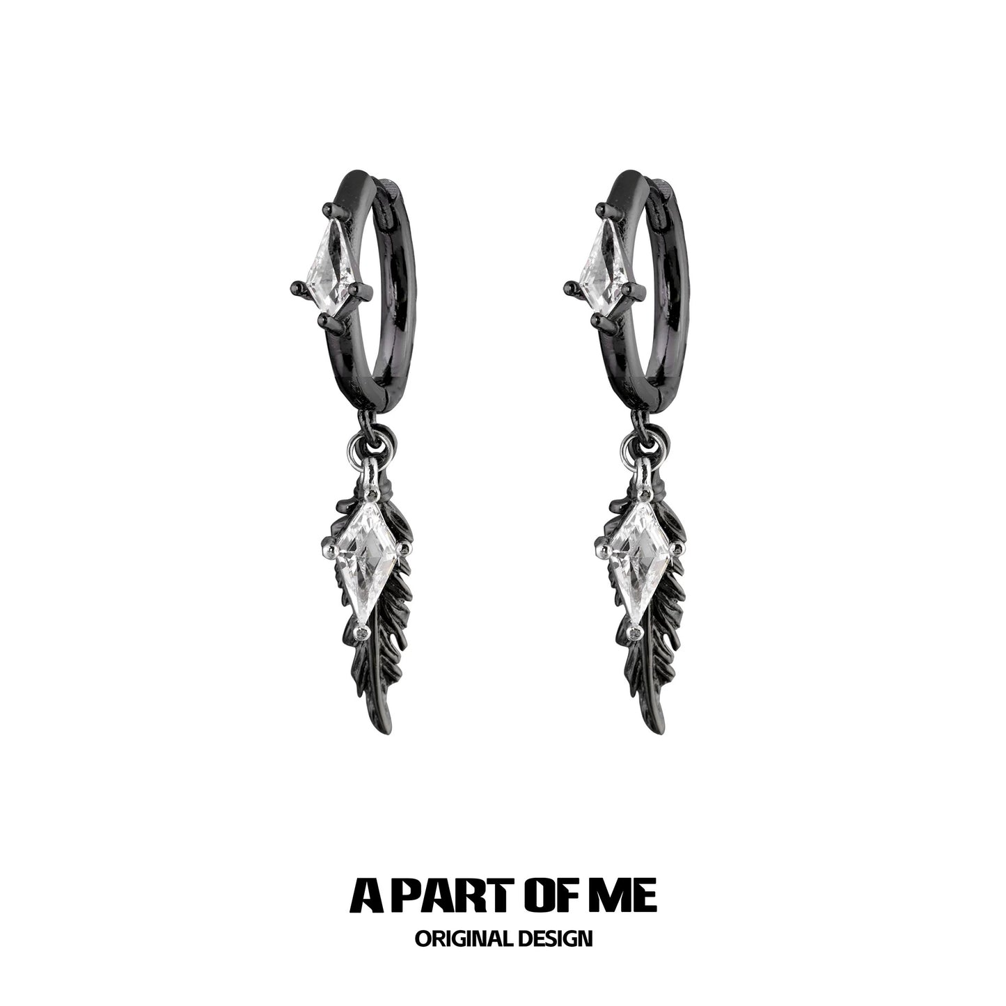 Dove & Crow 18K Platinum Plated Feather Huggies Earrings & Ear Clips