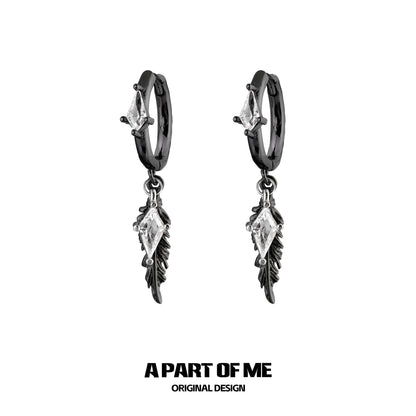 Dove & Crow 18K Platinum Plated Feather Huggies Earrings & Ear Clips