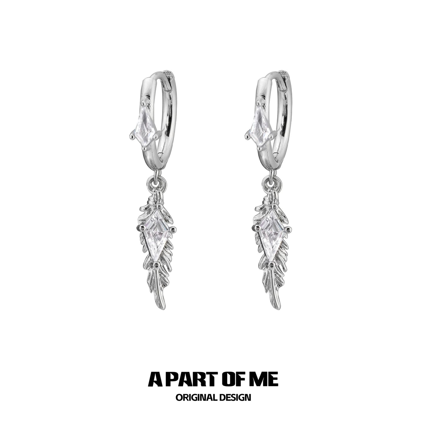 Dove & Crow 18K Platinum Plated Feather Huggies Earrings & Ear Clips