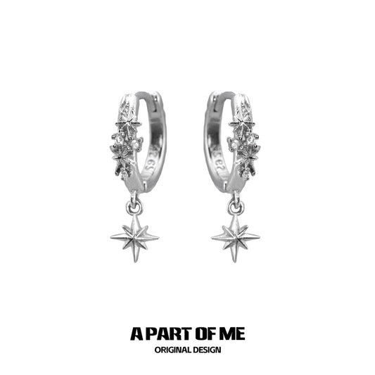 Snowflakes S925 Sterling Silver Holiday Season Huggies Earrings