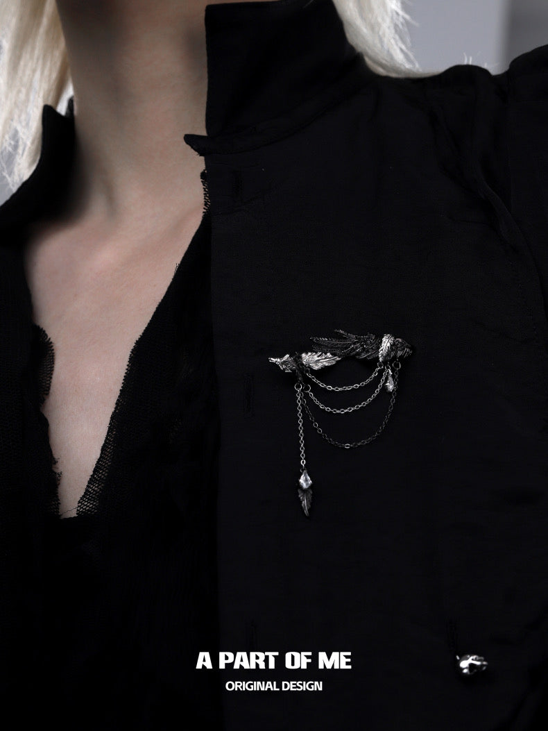 Dove & Crow 18K Platinum Plating Feather Tassel Brooch