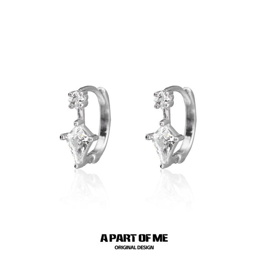 Dove & Crow 18K Platinum Plated Zircon Stone Basic Huggies Earrings