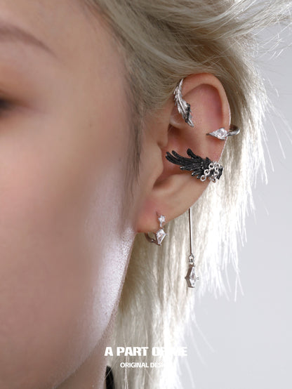 Dove & Crow 18K Platinum Plated Feather Dangle Ear Wraps