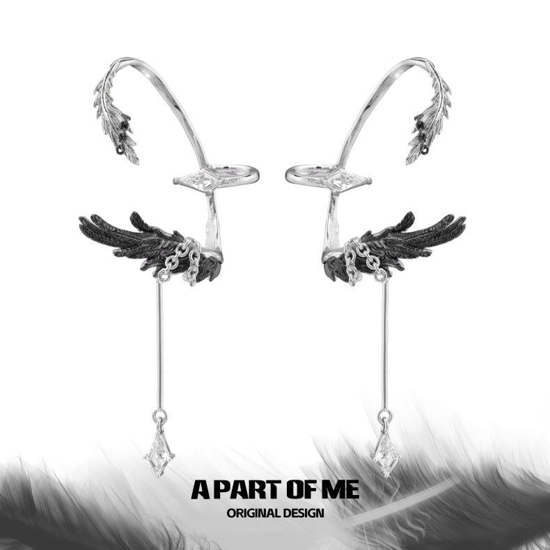 Dove & Crow 18K Platinum Plated Feather Dangle Ear Wraps