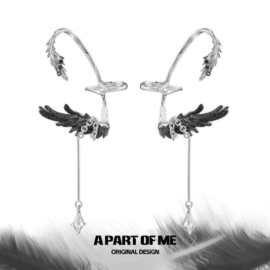 Dove & Crow 18K Platinum Plated Feather Dangle Ear Wraps