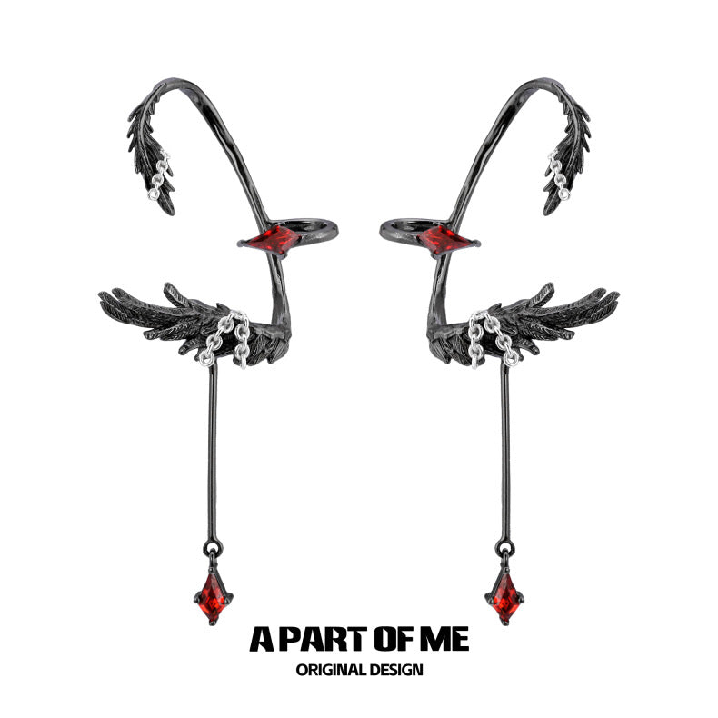 Dove & Crow 18K Platinum Plated Feather Dangle Ear Wraps
