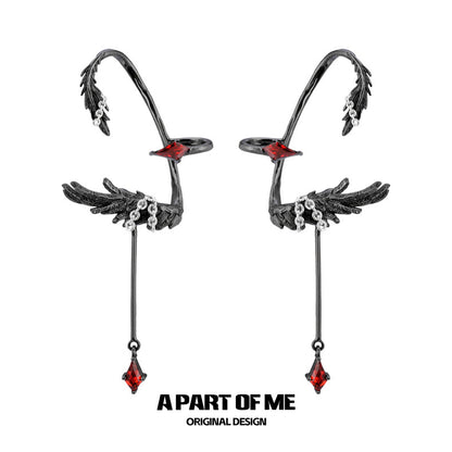 Dove & Crow 18K Platinum Plated Feather Dangle Ear Wraps