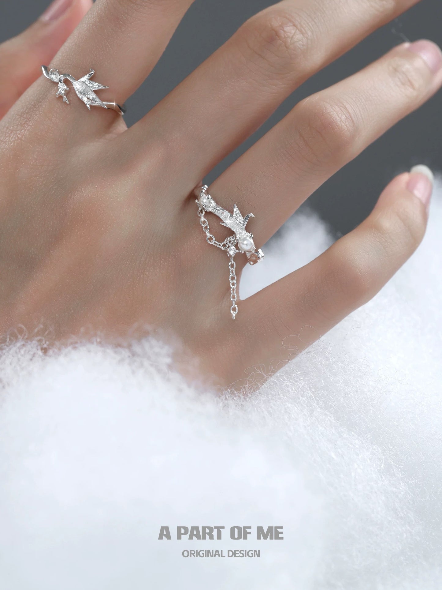 Corigami Era S925 Sterling Silver Paper Crane Adjustable Rings