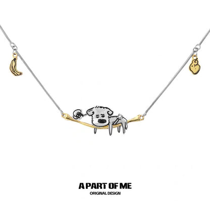 Burnout Puppy S925 Sterling Silver Tired Dog Necklace