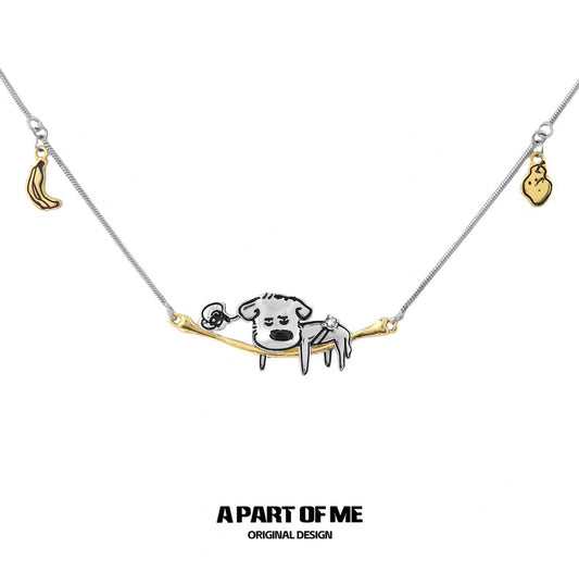 Burnout Puppy S925 Sterling Silver Tired Dog Necklace