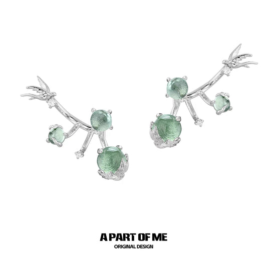 Mountain & Sea 18K Platinum Plating Glass Beads Detachable Earrings