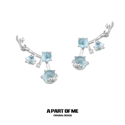Mountain & Sea 18K Platinum Plating Glass Beads Detachable Earrings