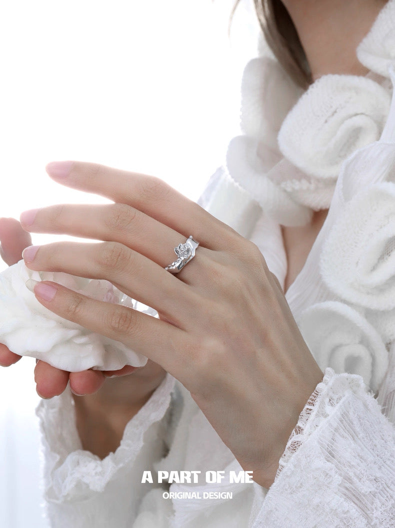 Rose S925 Sterling Silver Adjustable Ring