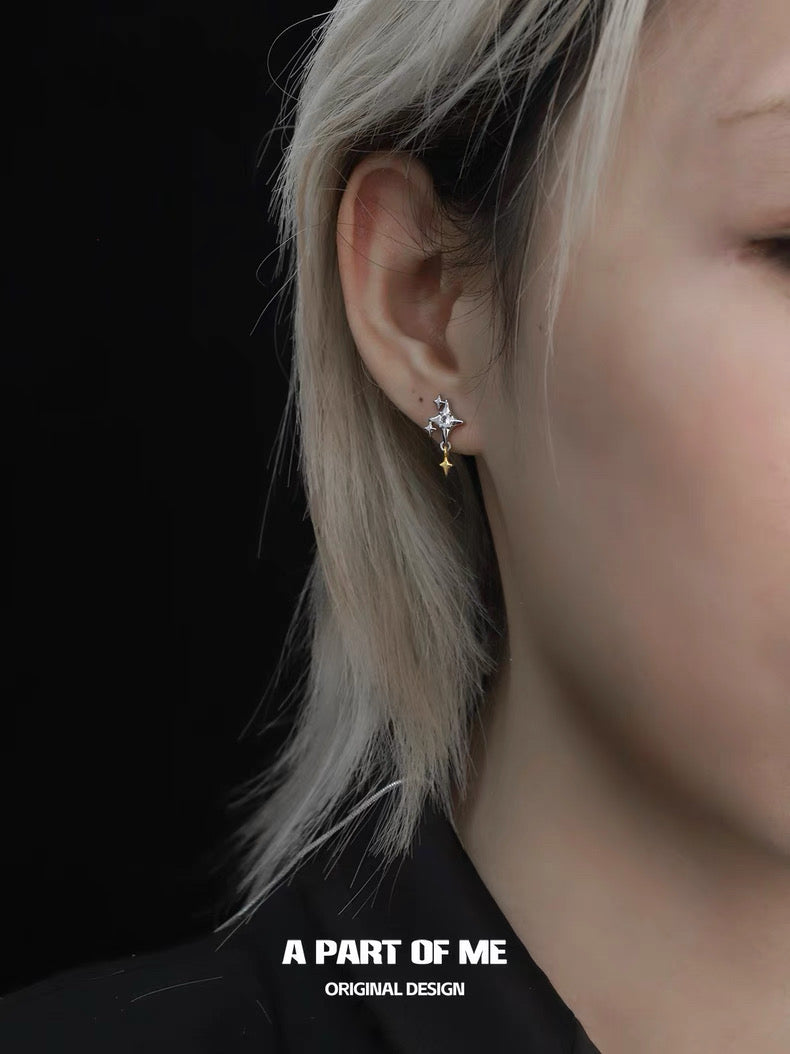 Golden Star S925 Sterling Silver Stud Earrings