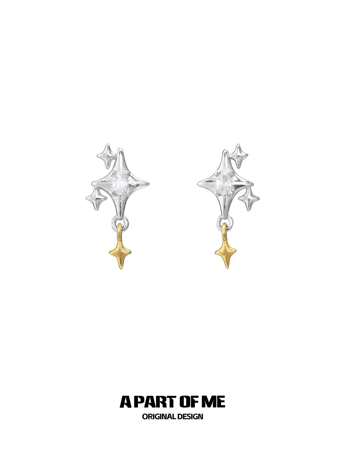 Golden Star S925 Sterling Silver Stud Earrings