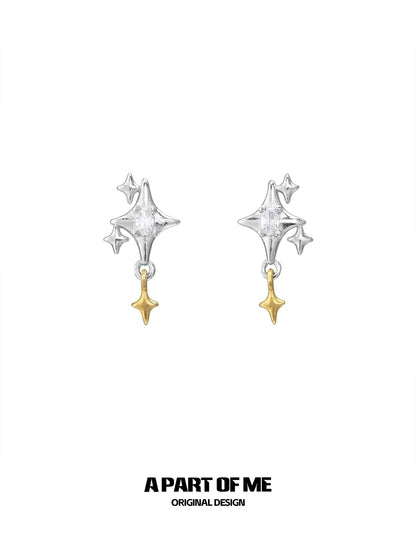 Golden Star S925 Sterling Silver Stud Earrings