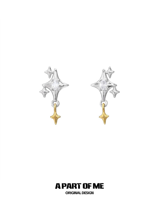 Golden Star S925 Sterling Silver Stud Earrings
