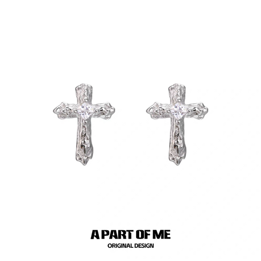 Little Faith S925 Sterling Silver Mini Cross Stud Earrings