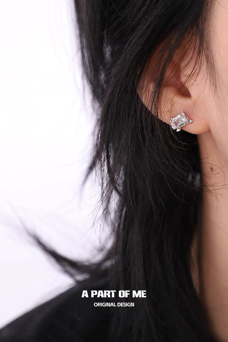 Illusion 925 Sterling Silver Zircon Stud Earrings
