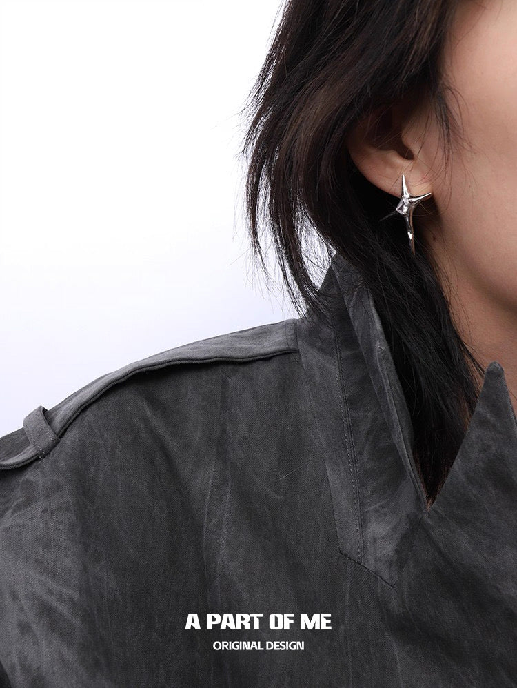 Ethereal 18K Platinum Plating Unisex Irregular Four-Pointed Star Stud Earrings