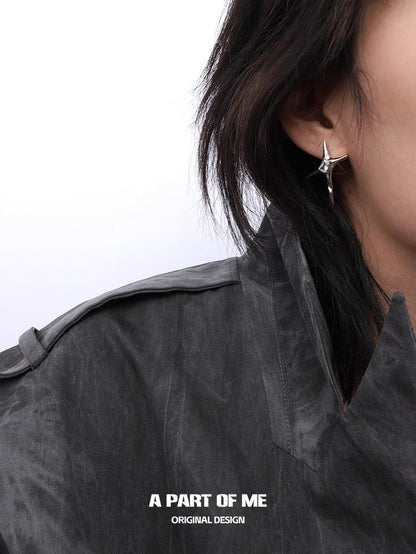 Ethereal 18K Platinum Plating Unisex Irregular Four-Pointed Star Stud Earrings