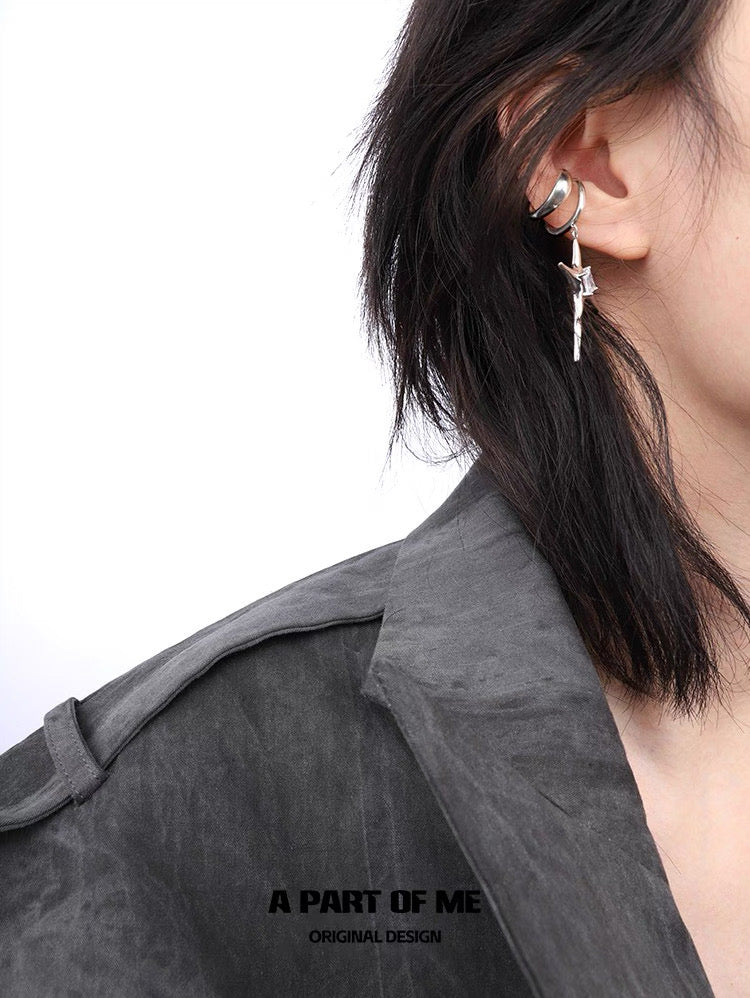 Ethereal 18K Platinum Plating Unisex Irregular Four-Pointed Star Earcuffs