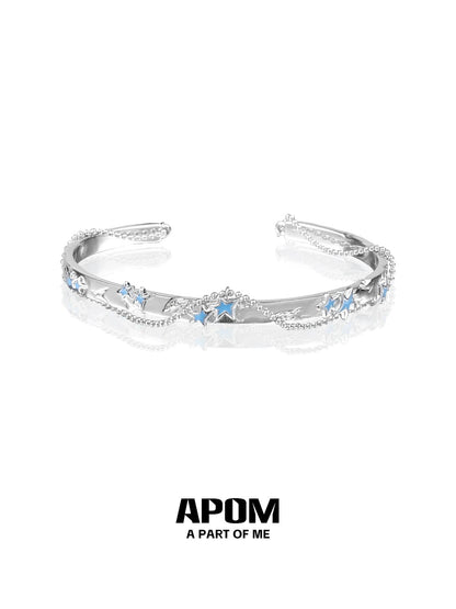 Blue Star 18K Platinum Plating Y2K Retro Bangle Braclet