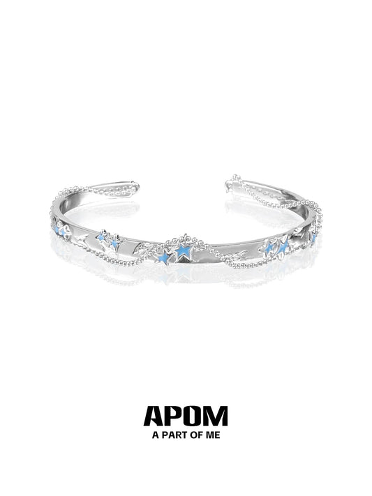 Blue Star 18K Platinum Plating Y2K Retro Bangle Braclet