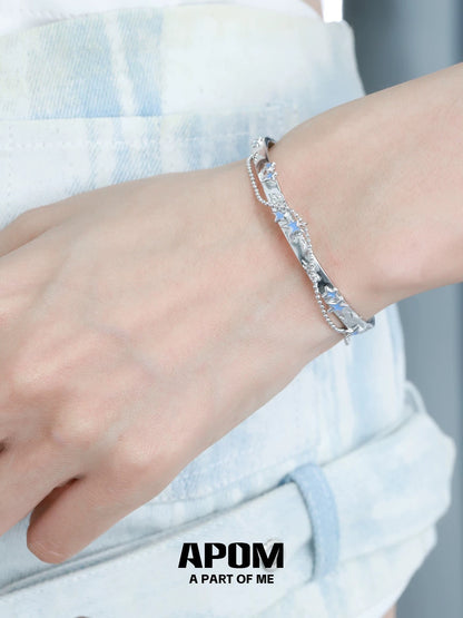 Blue Star 18K Platinum Plating Y2K Retro Bangle Braclet